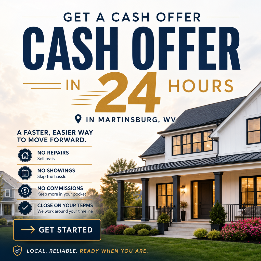 Cash Offer ad: get a cash offer in 24 hours in Martinsburg, WV